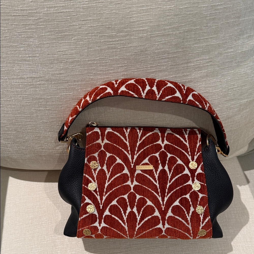Hammitt Red Patterned Top-Handle Satchel with Black Sides
